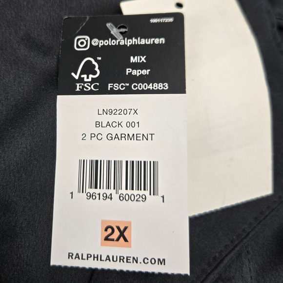 Lauren Ralph Lauren Black Embroidered Crest Satin Pajama PJ Set Size 2X NWT - Picture 8 of 16